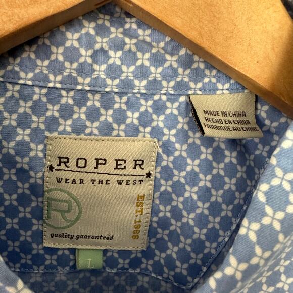 Roper Western Pearl Snap Shirt Women's Large Blue Rodeo Cowgirl Pockets Ranch - Picture 2 of 8